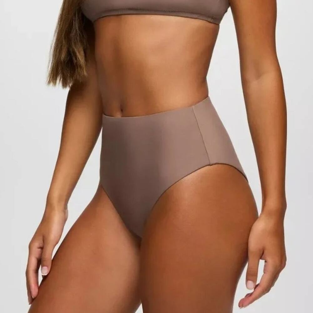 Prana Lahari High Rise Swim Bottom Women's Large Carob Cheeky Bikini Brief